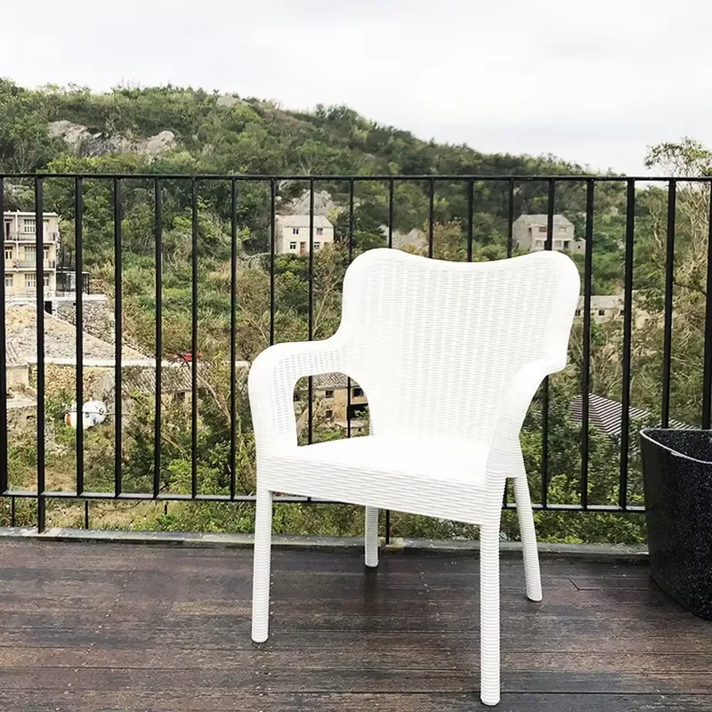 Modern White Outdoor Garden Chair with Armrests
