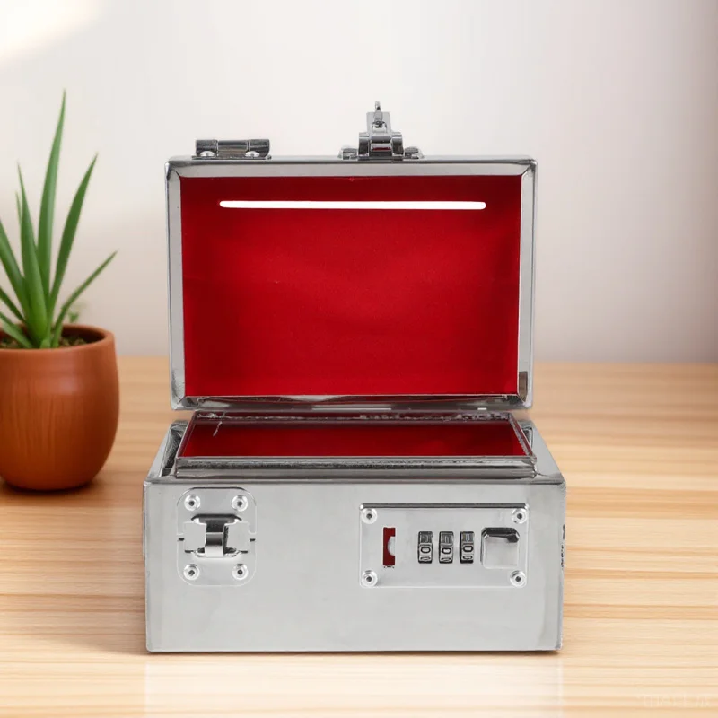 

Stainless Steel Money Saving Box Password Piggy Bank Durable Metal Coin Bank for Adults Bedroom Office Use Money Box for Adults