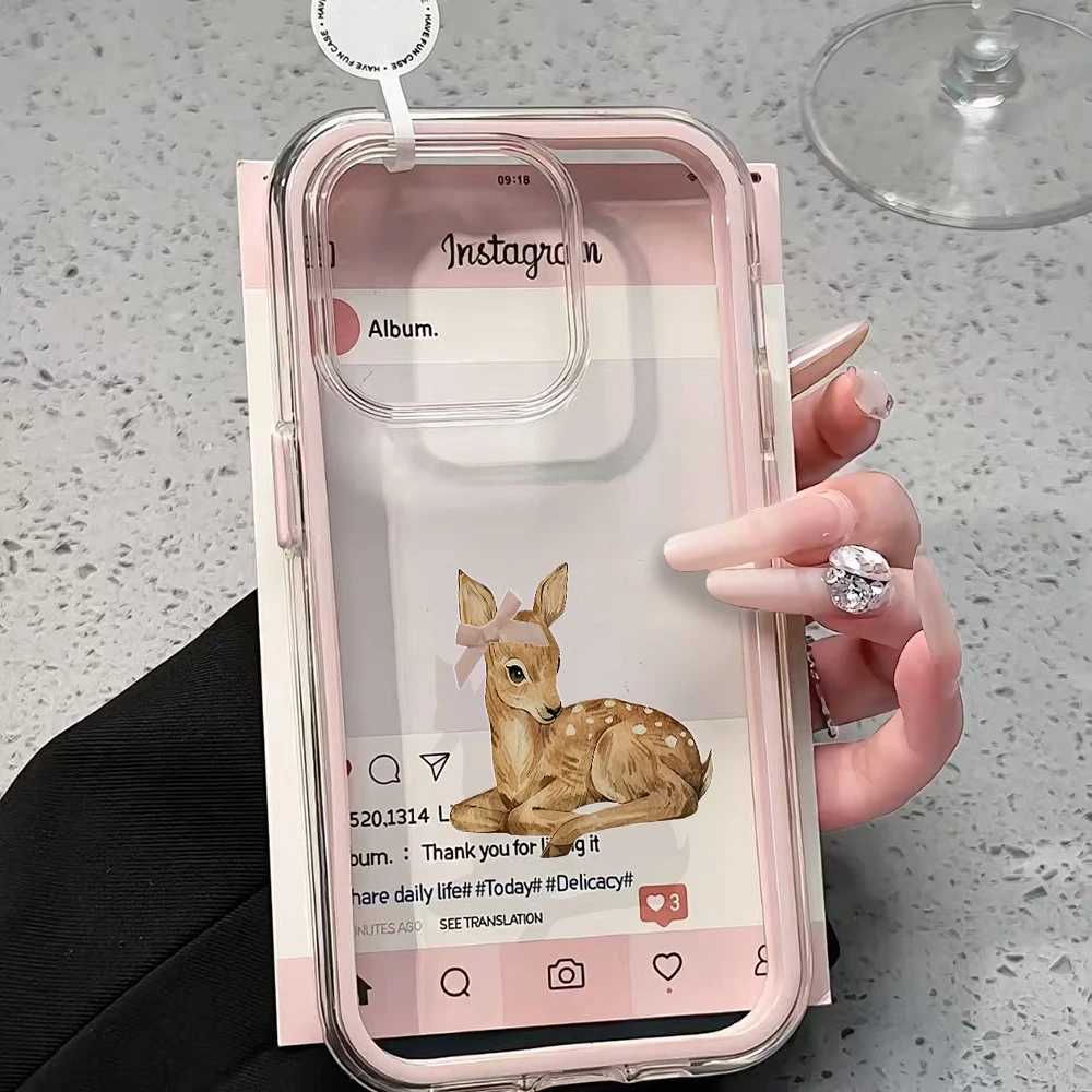 Cartoon-Hirsch-Handyhüllen für Samsung Galaxy S26 Ultra S25 S24 edge s22 s23 Plus FE A57 A54 A55 A16 A35 A36 A37 5G Transparente Hülle – Detail 1