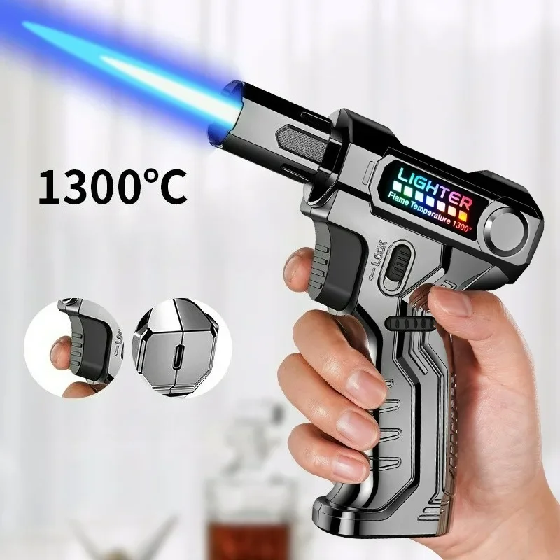 Windproof Direct Spray High Flame Welding Gun Inflatable Lighter Metal Safety Lock Kitchen Cigar Outdoor Camping Lighter - Image 4