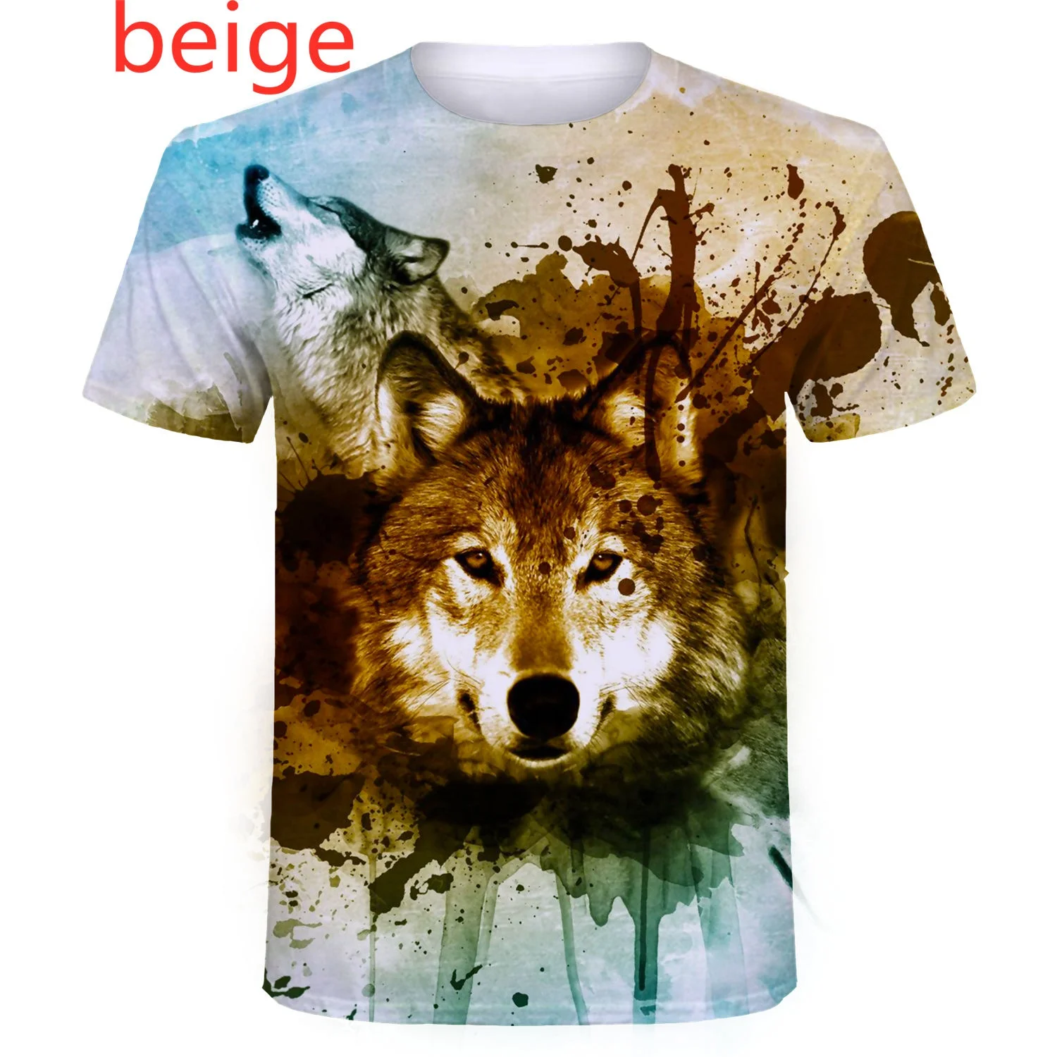 Men/Women Personality Cool Printing Graphic Tee Shirt Plus Size Short Sleeve Summer Fashion 3D Wolf Printed T Shirts