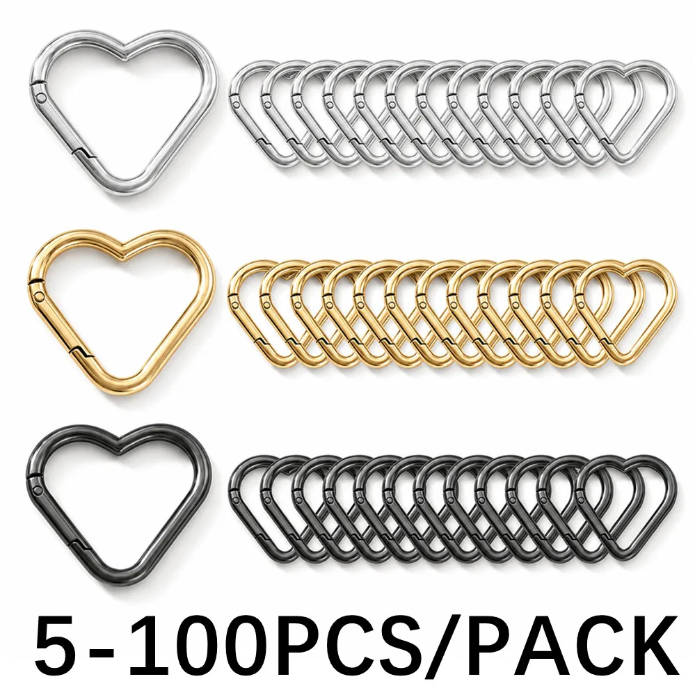 5-100 Pcs Alloy Outdoor love Shaped Spring Locking Carabiner Clip Keychains for Backpack Camping Hiking Traveling WHOLESALE