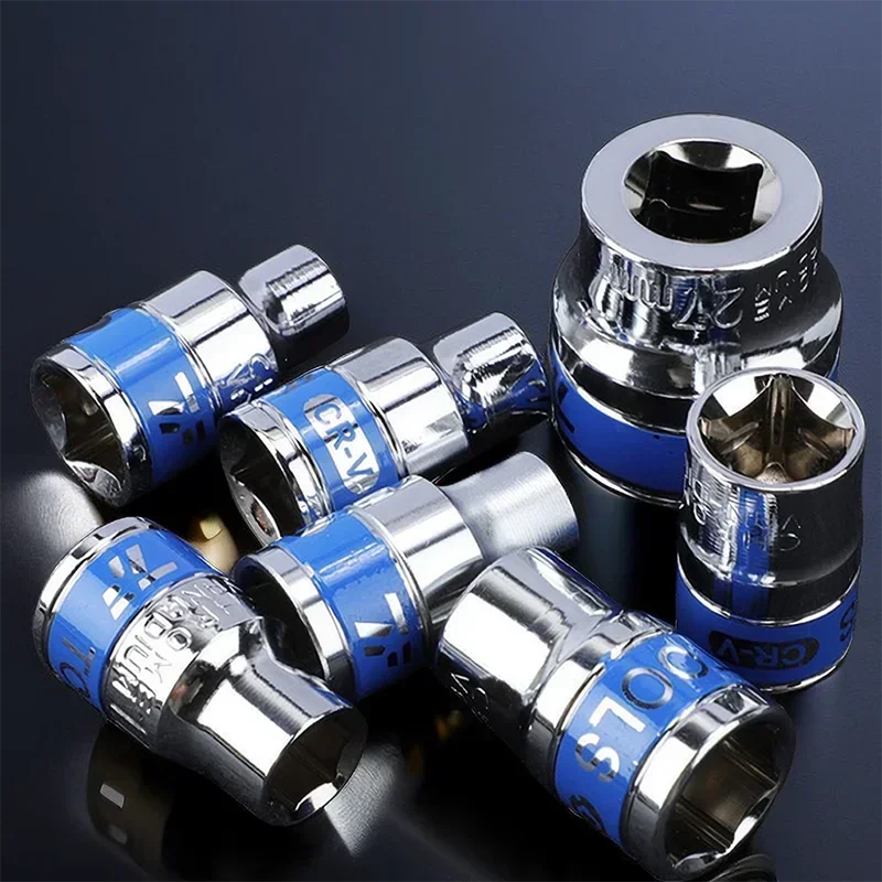 Imagem -05 - Polegada Azul Curto Hex Soquete para 836 mm Remoção de Porca Cr-v Aço Anti-ferrugem Conjunto de Ferramentas de Impacto Tratamento Unidade Chave de Catraca Soquete 1