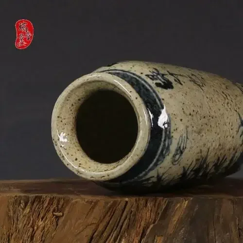 Jingdezhen-Antique Porcelain Hand Painting, Blue and White Wax Gourd Bottle, 6.4 