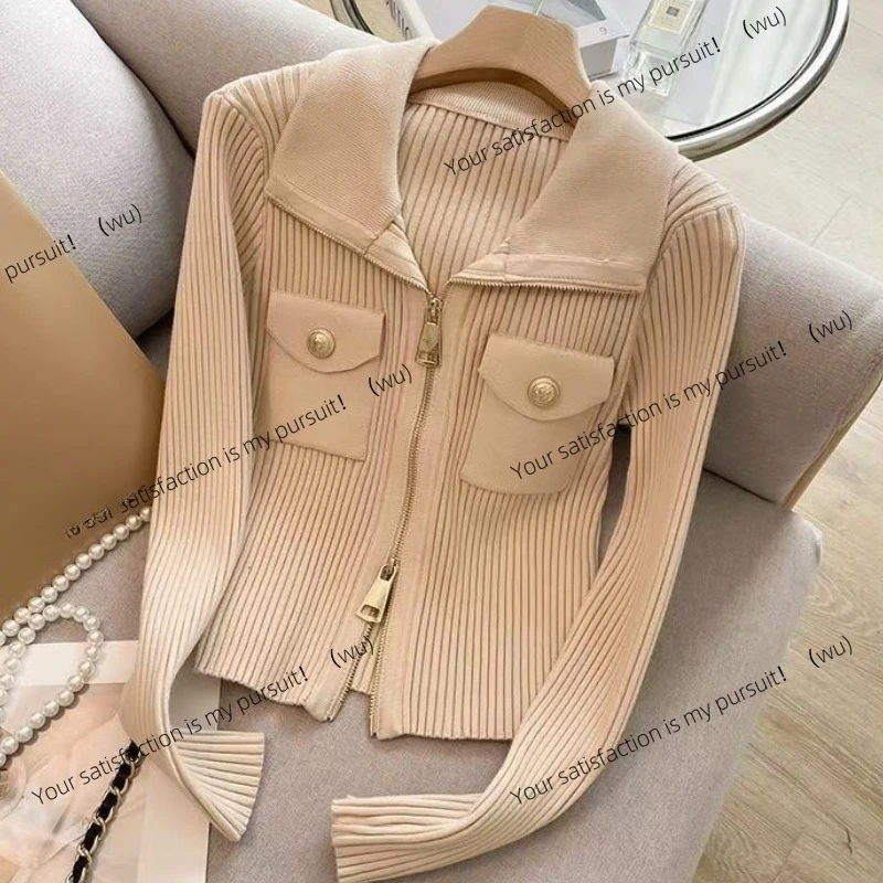 

ZOCI-retro women's long-sleeved sweater, suitable for spring, autumn and winter, straight version versatile coat