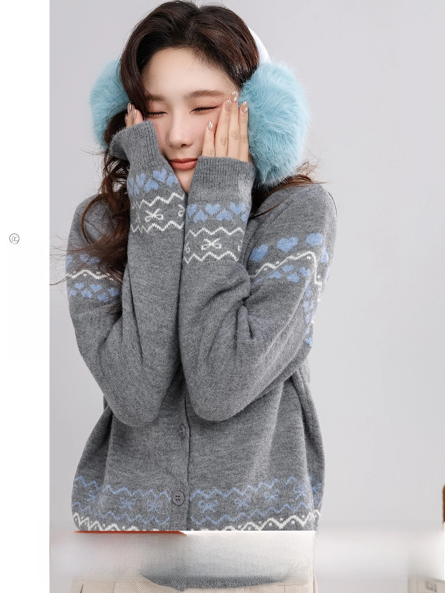 

Теплый вязаный кардиган Sweet Knit Sugar 2026: Новинка зимы, винтажный свободный свитер с круглым вырезом, в полоску, с вышивкой, женская мода