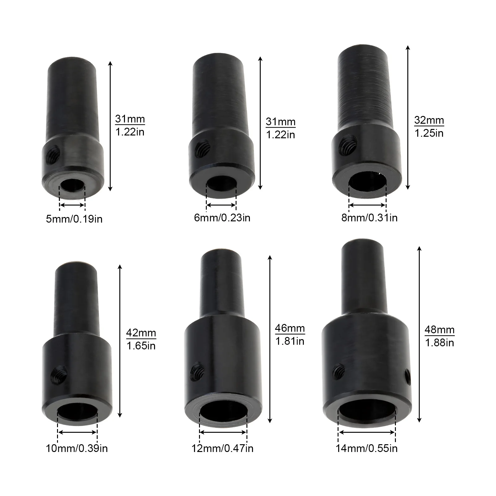 JTO B10 B12 4mm 5mm 6mm 8mm 3.17mm 10mm Drill Chuck Connecting Rod Sleeve Copper Steel Taper Coupling Electric Drill Accessories