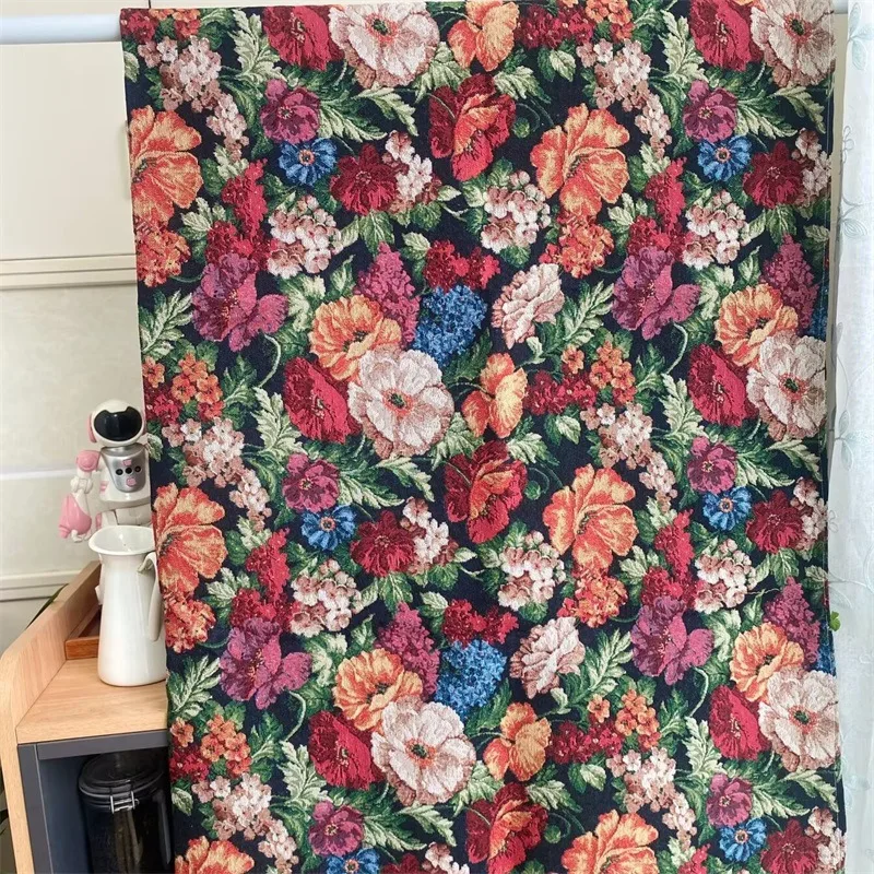 

100x150cm Retro Fabric Table Cloth High Precision Yarn-Dyed Jacquard Fabric DIY Luggage Clothing Wrap Tablecloth Fabrics