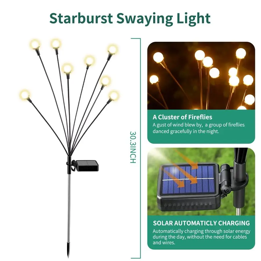 

Водонепроницаемые уличные фонари, 8 упаковок 64 светодиода, солнечные садовые фонари, садовый декор, декор для патио, уникальные подарки для женщин, подарки для Gran