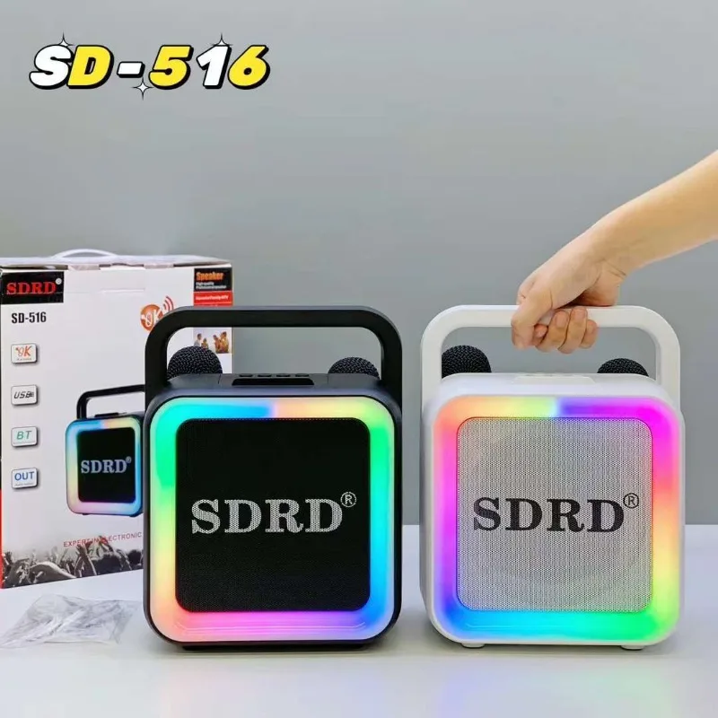 Subwoofer inalámbrico para exteriores, altavoz portátil RGB con Bluetooth y Micrófono Dual para Karaoke, para adultos, para cantar en fiestas