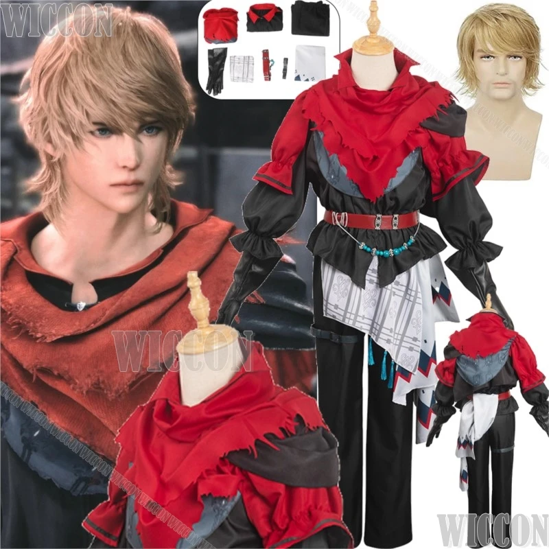 

Joshua Rosfield Game FF Cosplay 16 Medieval Clothing Brother Man Full Set Suit Blonde Curly Wig Comic Con Outfit Cos Customized
