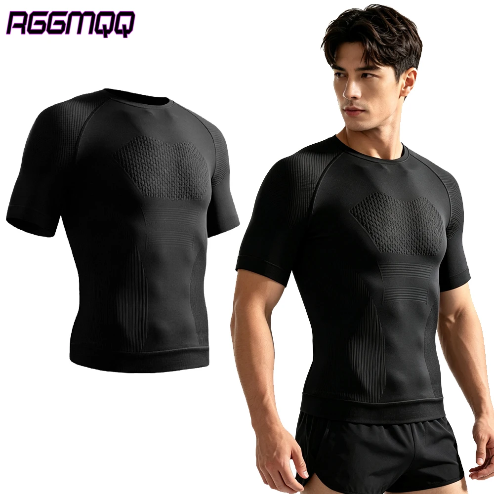 1PC Men's Short Sleeve Compression Shirts,Cool Dry Seamless Athletic T-Shirt,Quick Dry Workout Base Layer Undershirt for Running