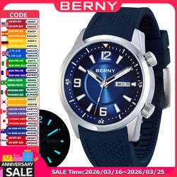 BERNY-reloj mecánico de buceo para hombre, cronógrafo de pulsera automático resistente al agua de 20ATM, zafiro, superluminoso, MIYOTA 8205
