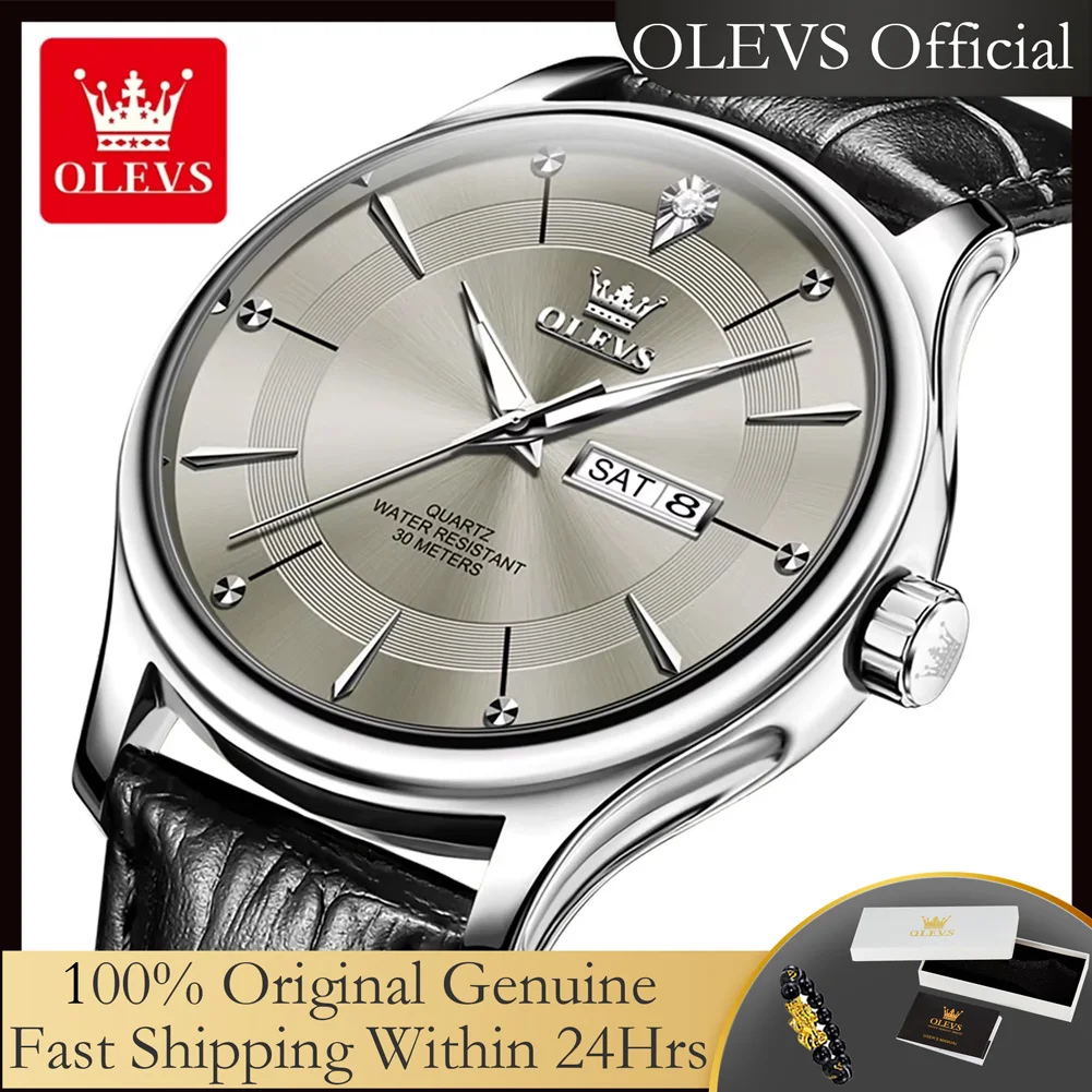 OLEVS 9908 Men's Watches Simplicity Dual Calendar Waterproof Men's Wristwatch Top Brand Luxury Original Quartz Watch for Men New