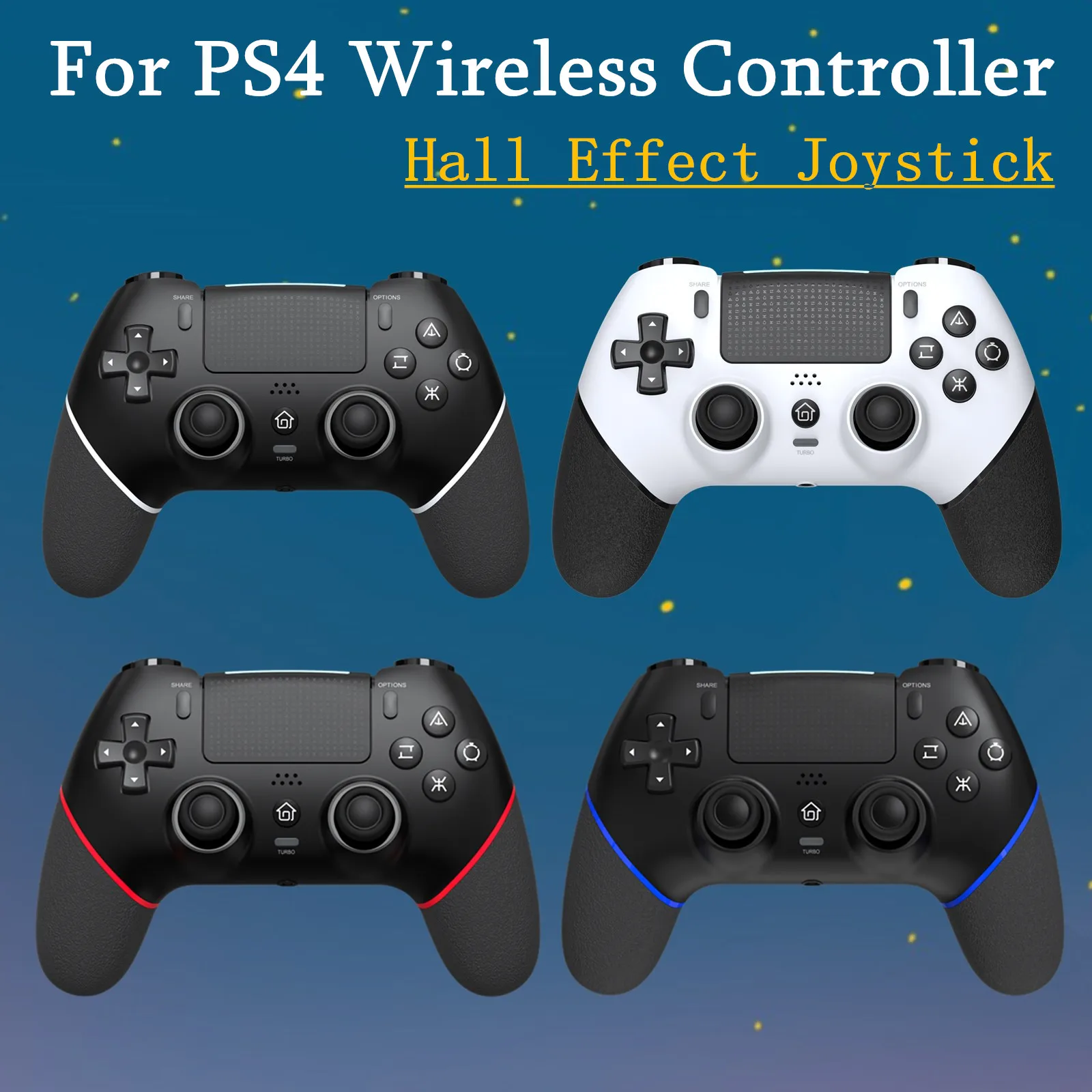 For PS4 Gamepad Wireless Gaming Controller Hall Effect Joystick Turbo Function for PS4 Slim Pro Bluetooth Joypad Accessories