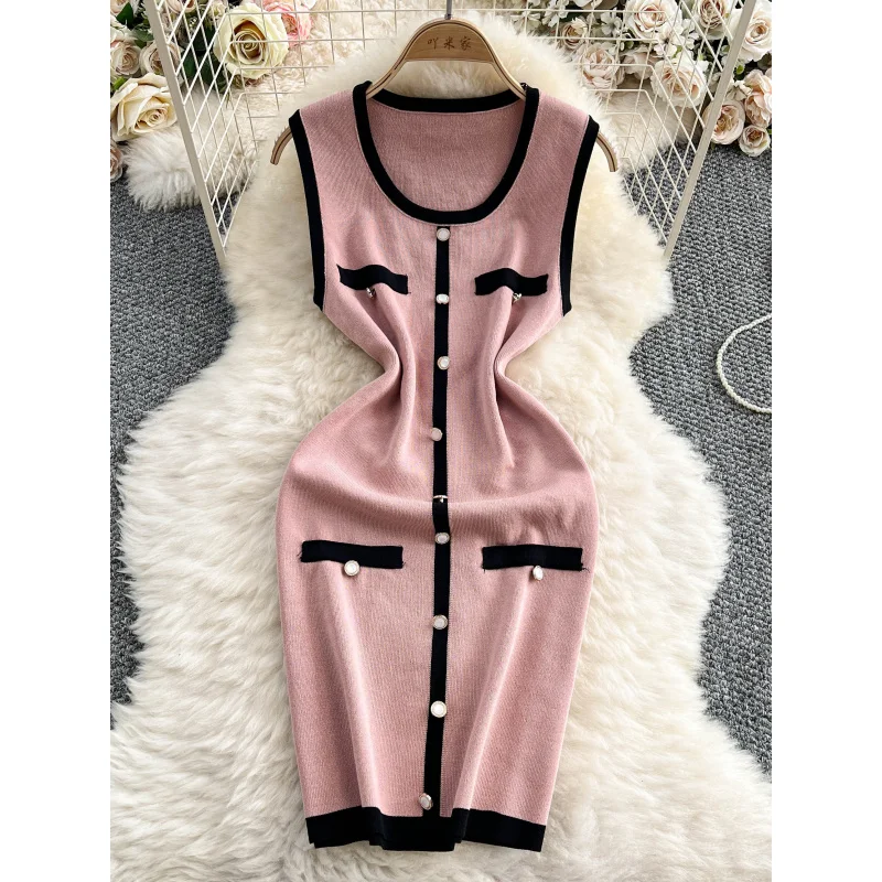 INS frauen schlank chic sommer taste gestrickt bodycon mini kurzes kleid lässig party U Neck mantel streetwear tank nachtclub kleid