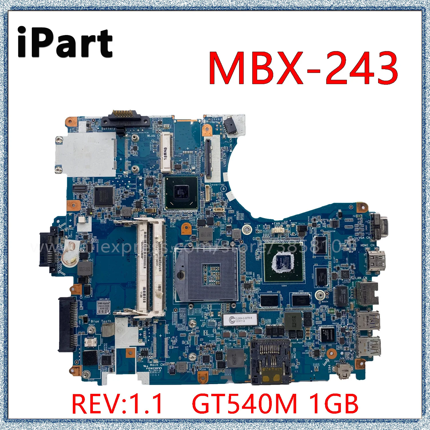 

For Sony Vaio VPCF23JFX VPCF23 VPCF21 Laptop Motherboard With GT540M 1GB MBX-243 REV:1.1 V081_MP_MB 1P-0113J03-8011