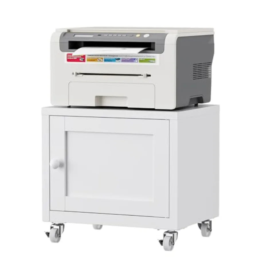 Small Printer Stand with Storage, Home Office Printer Table for Small Spaces, Under-Desk 3D Printer Stand with Wheels, for Offi