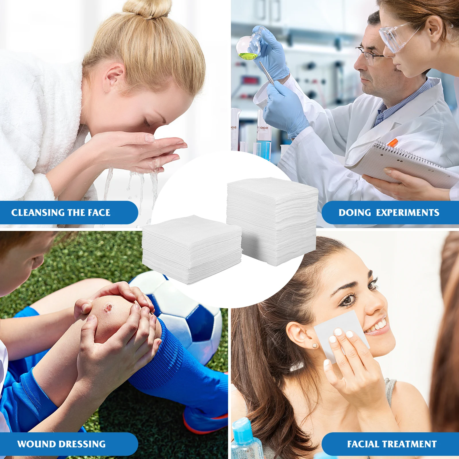 Démaquillant jetable Non tissé carré, nettoyage du visage pour l'élimination du Toner, outil de soins de la peau, rondes en coton à usage sec et humide, 200 pièces