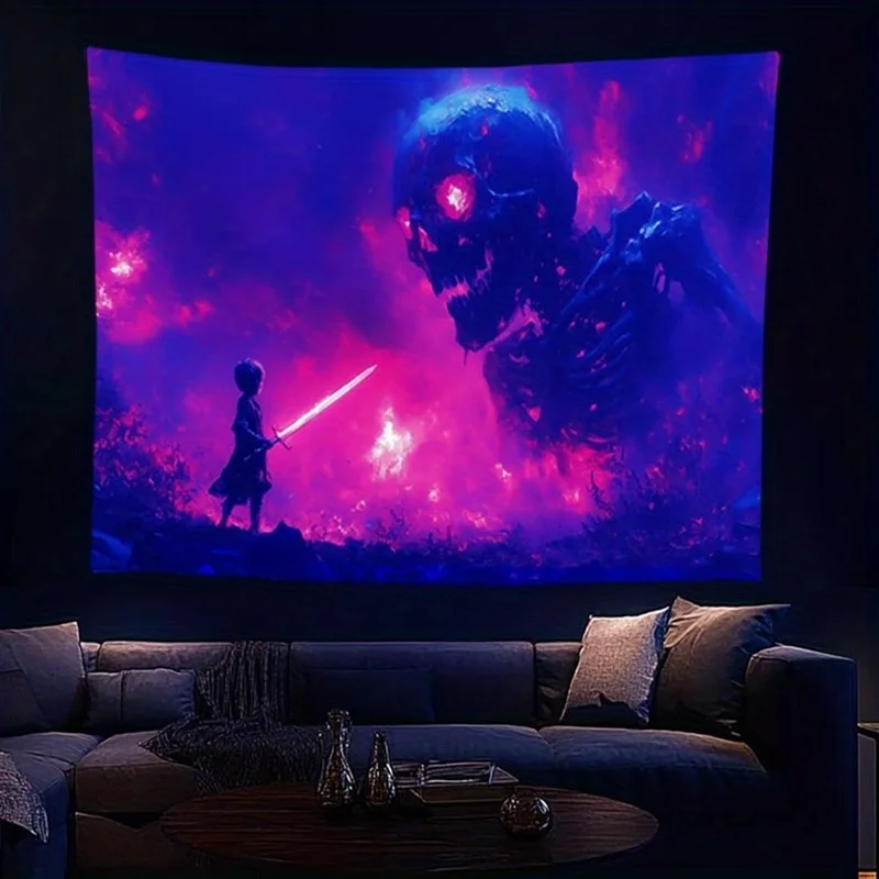 VIKAMA Fantasy Battle Wandteppich, Wohnzimmer, Sofa, Wand, Spielzimmer, Thema, Wohnzimmer, Wandbehang, Raumdekoration