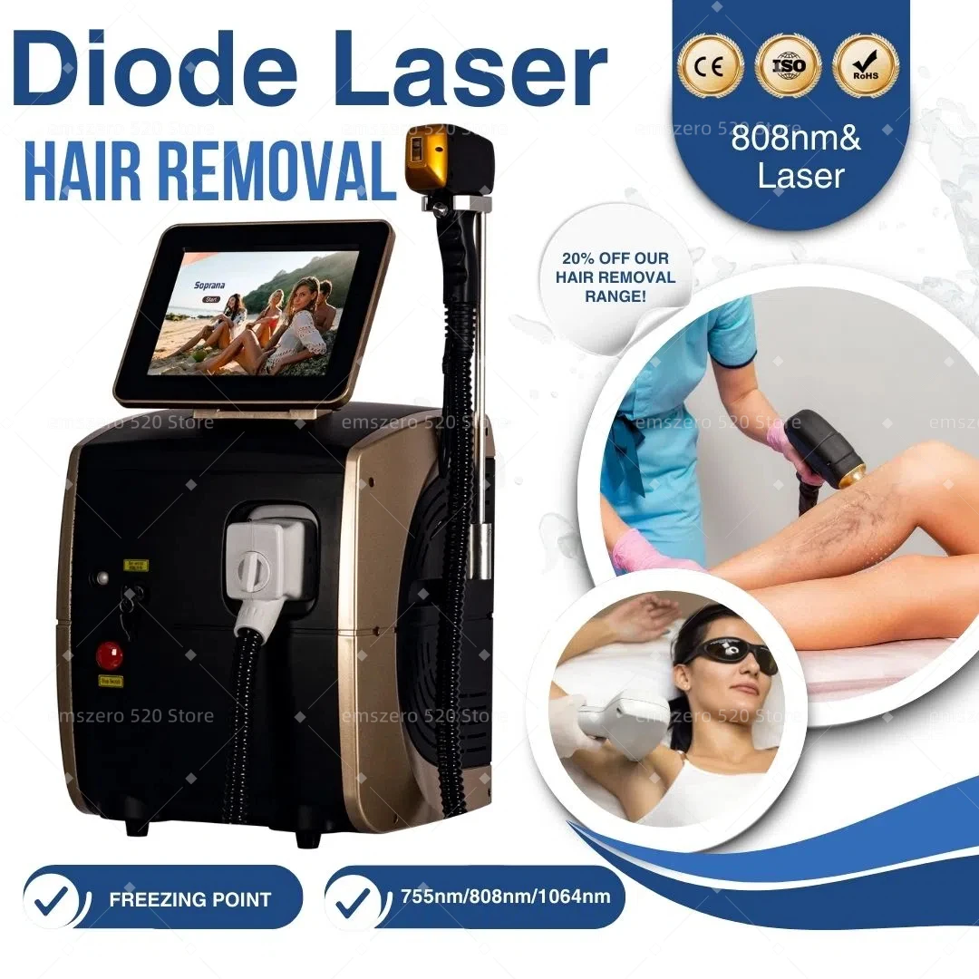 

4000W 808nm semiconductor laser hair removal device, used for permanent hair removal with countless flashes, 3 modes
