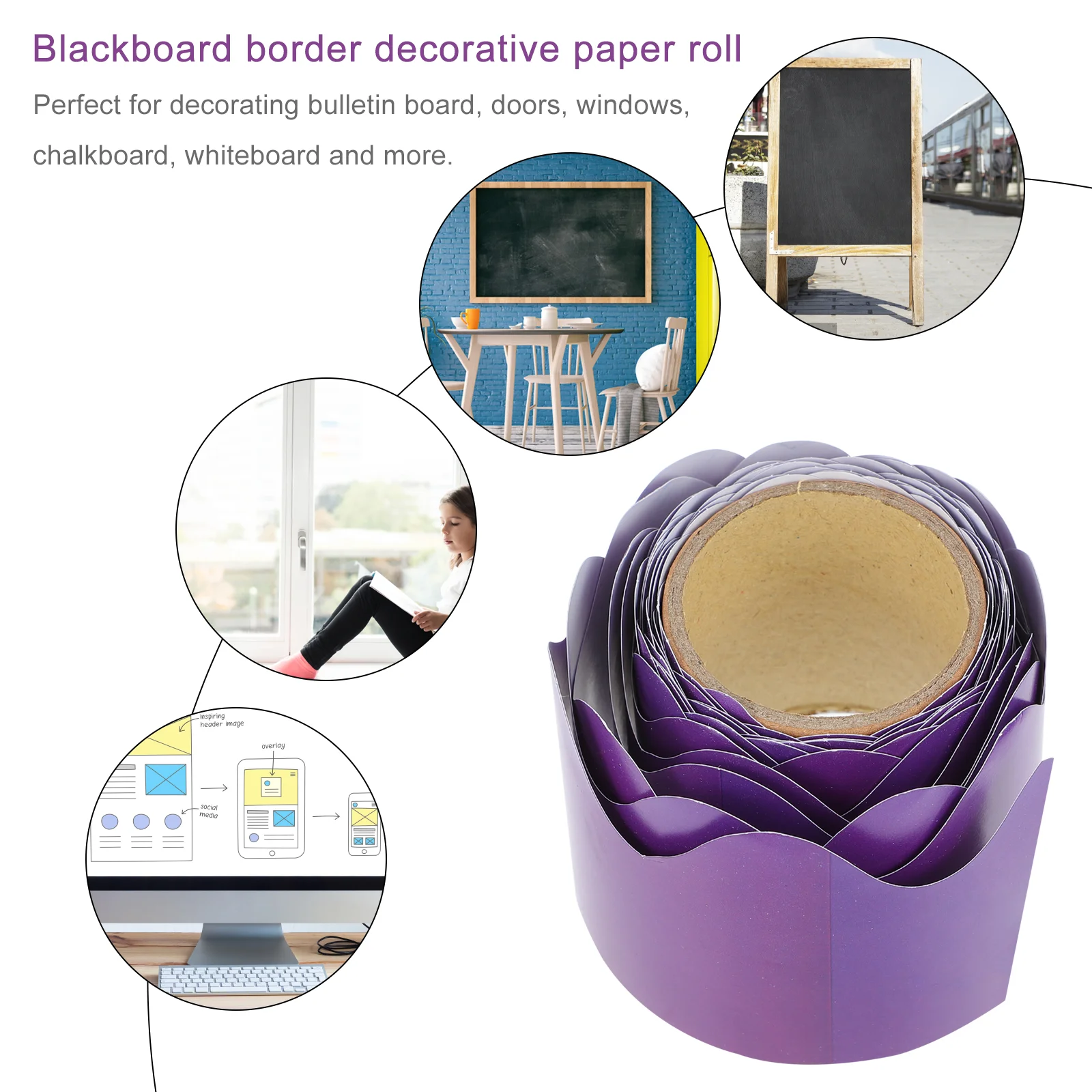 5 M Border Decorative Paper Black Tape Classroom Bulletin Borders Whiteboard Decorate Trim Blackboard Jam Office Accessory