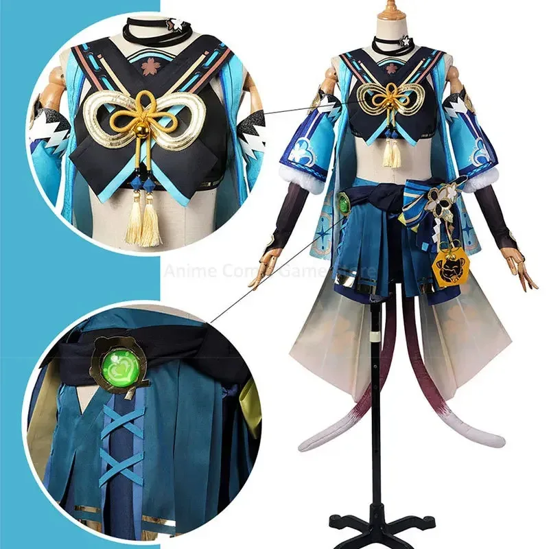 

2025 Kirara Cosplay Costume Wig Cat Ears Tail Anime Game Genshin Impact 3.7 New Role Helloween Party for Women Gi