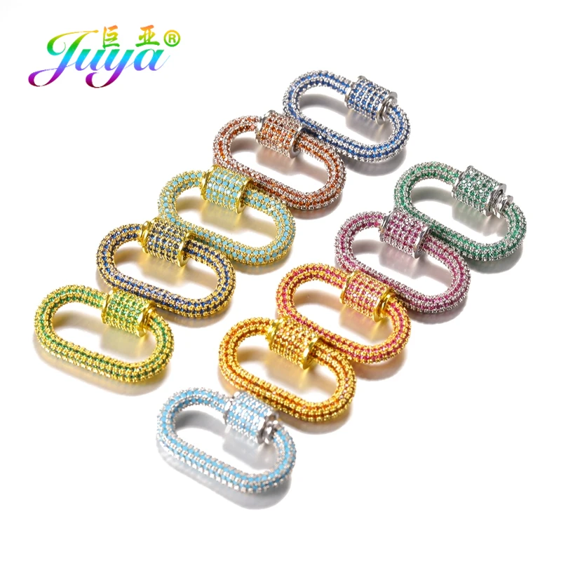 Juya 18K Gold Plated Decorative Pendant Fasteners Carabiner Screw Bolt Clasps Accessories For DIY Fashion Punk Jewelry Making
