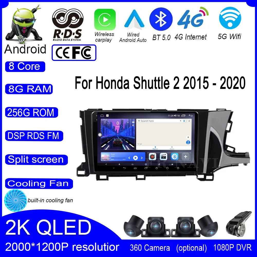 

9 lnch Screen Honda Shuttle 2 2015 - 2020 Android 14 Car Radio Multimedia Player 4G+wifi Video GPS DSP IPS Navigation BT