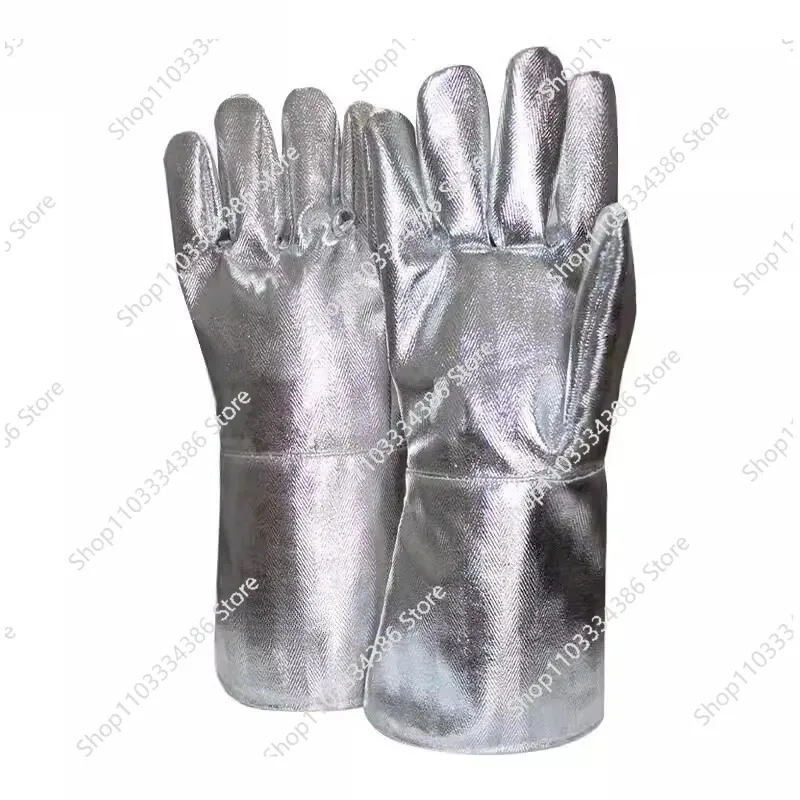 

60cm Extended 500 Degree 1000 Degree Aluminum Foil Heat-resistant and Heat-insulating Gloves