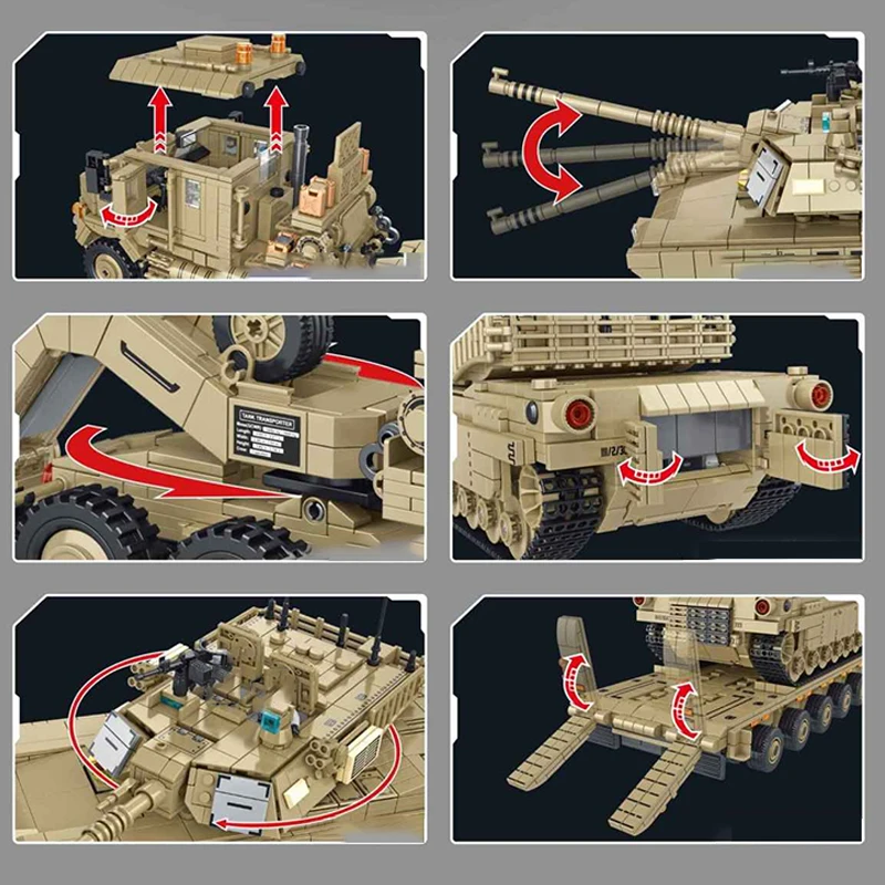 Blocs de construction de véhicules blindés M1070, militaire technique, camion, 5 figurines, assemblage de briques, Kit de modèle, cadeau pour adultes et enfants, 3482 pièces