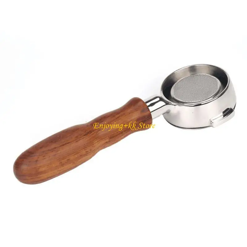 

Q1JB 58mm Coffee Machine Filter Holder E61 Bottomless Portafilter with Wooden Handle Replacement Accessory