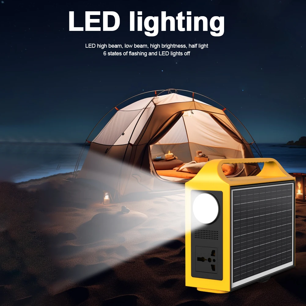 Portable Solar Power Station 24000mAh 20W Solar Power Storage Generator System LED Light Mobile Power Supply for Camping Travel