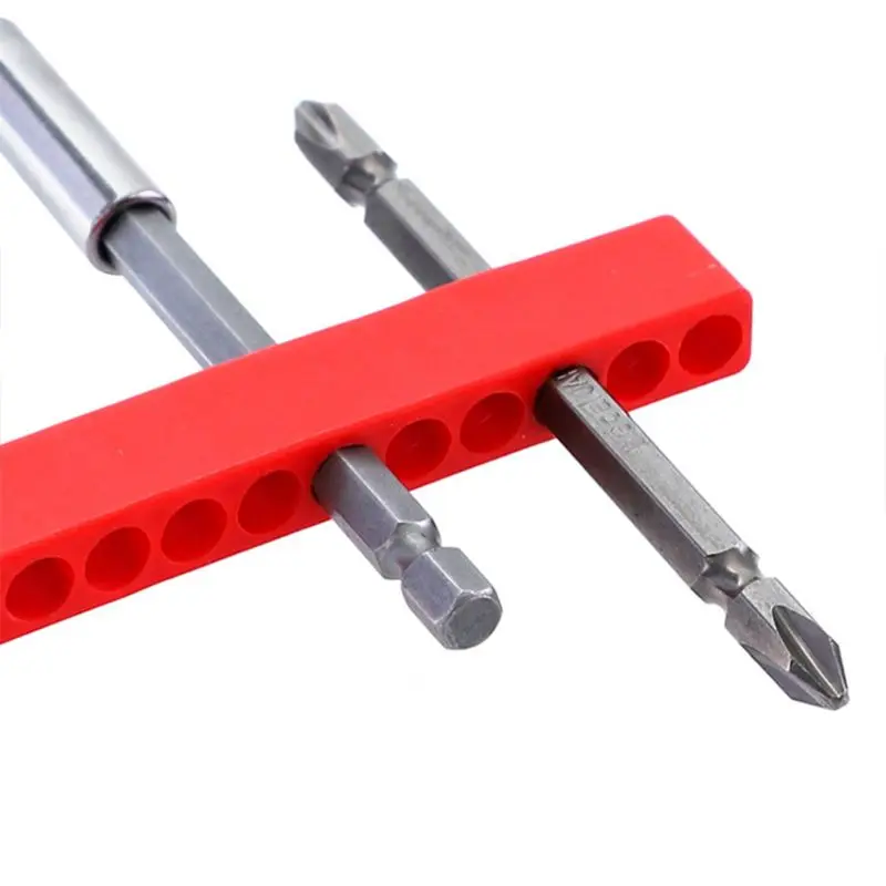 Portabrocas plástico con vástago hexagonal, 5 uds., almacenamiento 12 agujeros para estuche, fácil usar, triangulación
