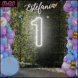 Custom Number 1 Neon Signs Wall Decor LED Light Up Signs for Bedroom Wedding Decor First Birthday Party Numbers Lamp Kids Gift