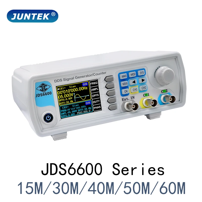 Juntek-cnc Função Gerador de Sinal Dual-channel Frequency Counter Arbitrária Onda Generator 15mhz60mhz Dds Jds6600 Series