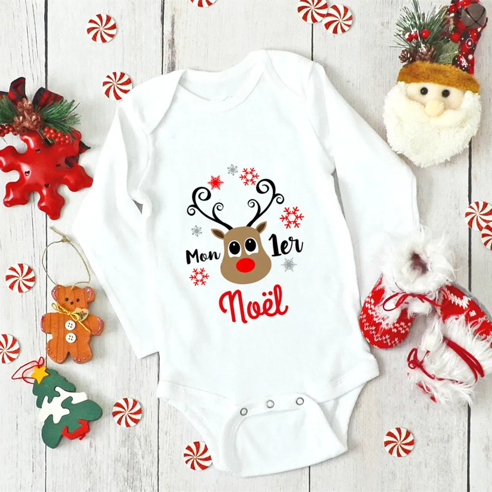 My First Christmas Toddler Infant Baby Rompers Merry Christmas Santa Cute New Year Clothes Mon 1er Noël Jumpsuit Xmas Outfit