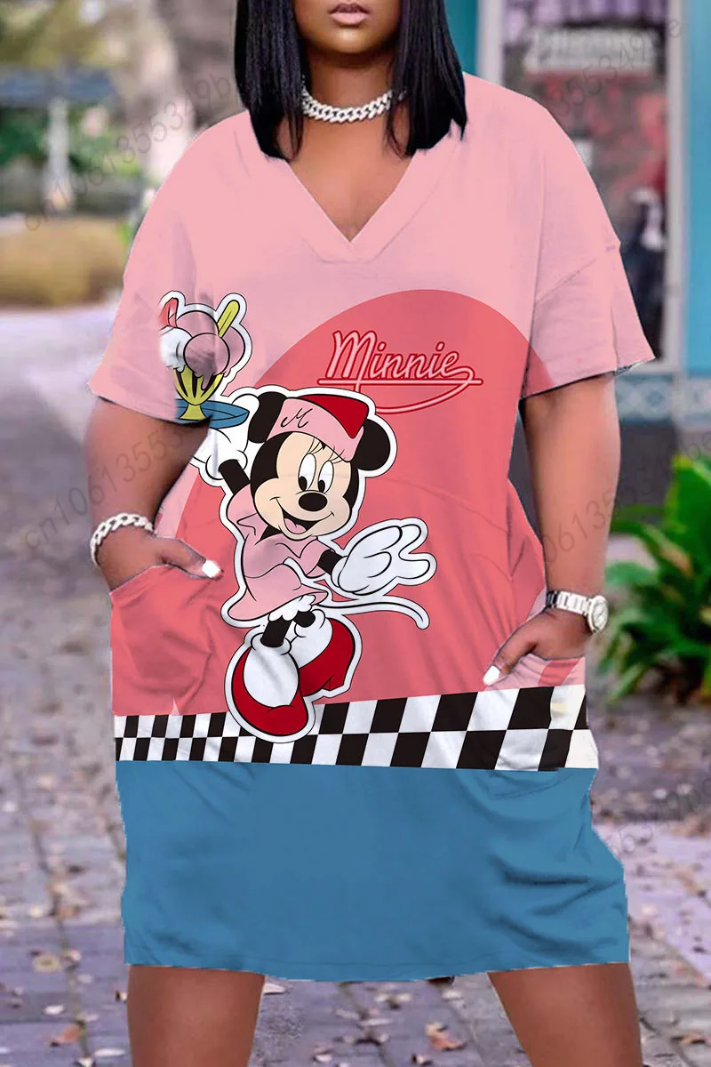 Disney V Neck Graduation Party Dresses Summer 2022 Woman Elegant Casual Women\'s Dresses 2022 Year Fashion Boho Clothing Skirt