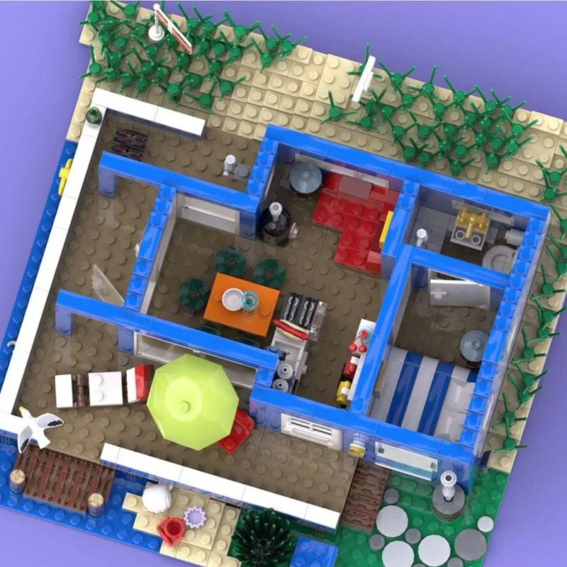 1083 pièces MOC – Modèle de maison d'été danoise modulaire – Blocs de construction – Cadeaux de Noël – Jouet éducatif DIY pour enfants