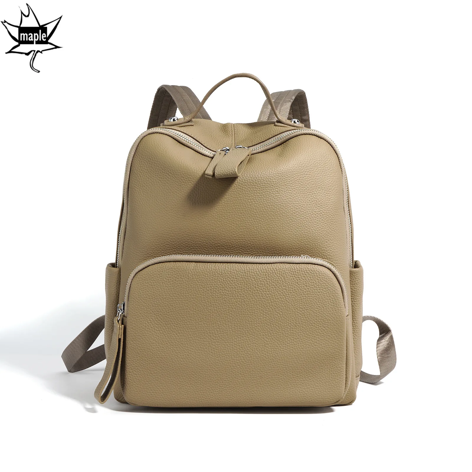 

New Large College Girl School Bag with Laptop Main Pocket Genuine Cow Leather Women Backpack High Quality Female Knapsack