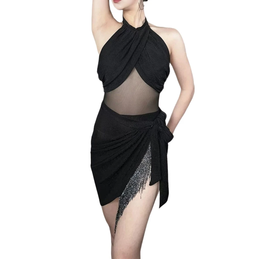 clyfan-women-latin-dance-dress-halter-mesh-cutout-tassel-wrap-skirt-salsa-cha-cha-practice-performance-costume