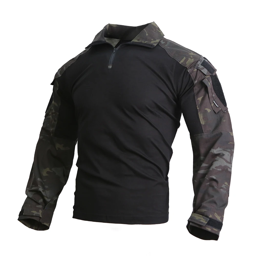 Emersongear E3 Kampfshirts Herren Oberteile Tarnmuster T-Shirt Langarm Sport Jagd Outdoor Wandern Training MCBK – Detail 4
