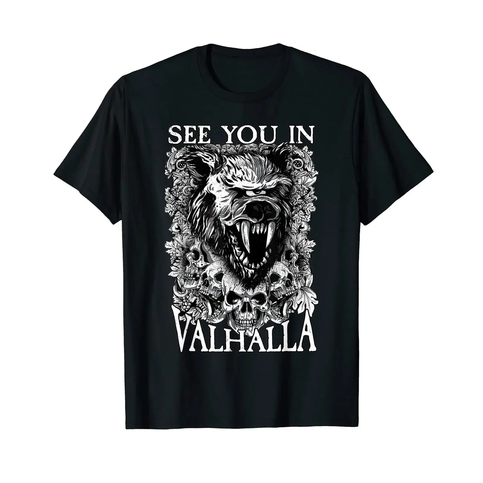 See You In Valhalla I Viking Wolf T Shirt vintage Washed Versatile homme fashion designer clothes Unisex Slightly