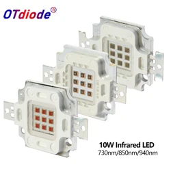 High Power 10W Chip LED na podczerwień COB zintegrowany 730nm 850Nm 940Nm żarówki promieniowania podczerwonego wykryj czujnik laserowa latarka