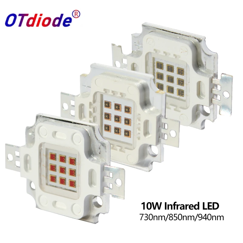 Wysoka moc 10W LED Chip IR podczerwień COB zintegrowany 730nm 850Nm 940Nm żarówki podczerwieni wykrywają czujnik latarka laserowa