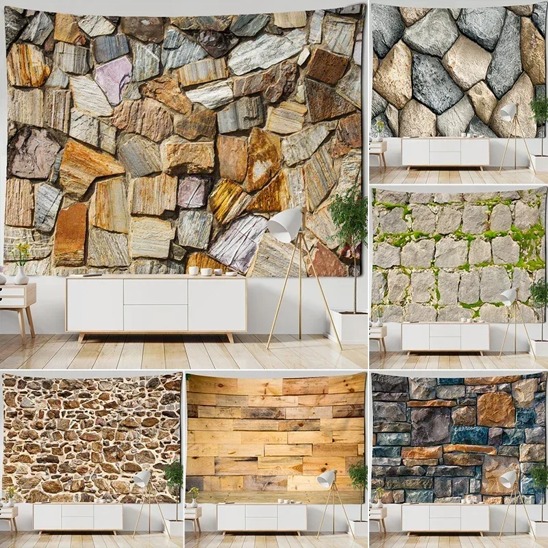 Messy Stone Pattern Tapestry Hippie Art Polyester Background Cloth Wall Hanging Boho Psychedelic Room Decor