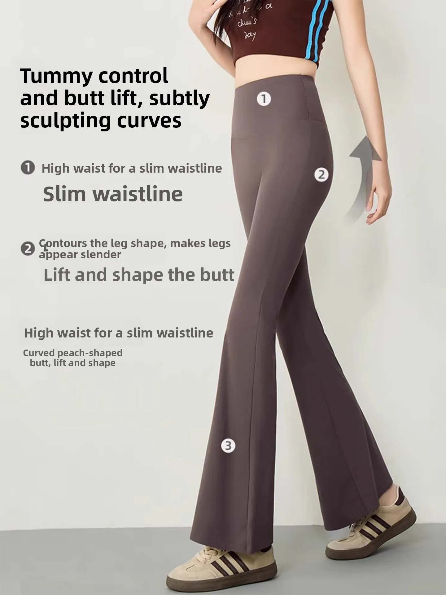 Pantalones de Yoga Bell Bot de cintura alta para mujer, pantalones finos Micro acampanados Arca, mallas con Control de barriga, novedad de otoño
