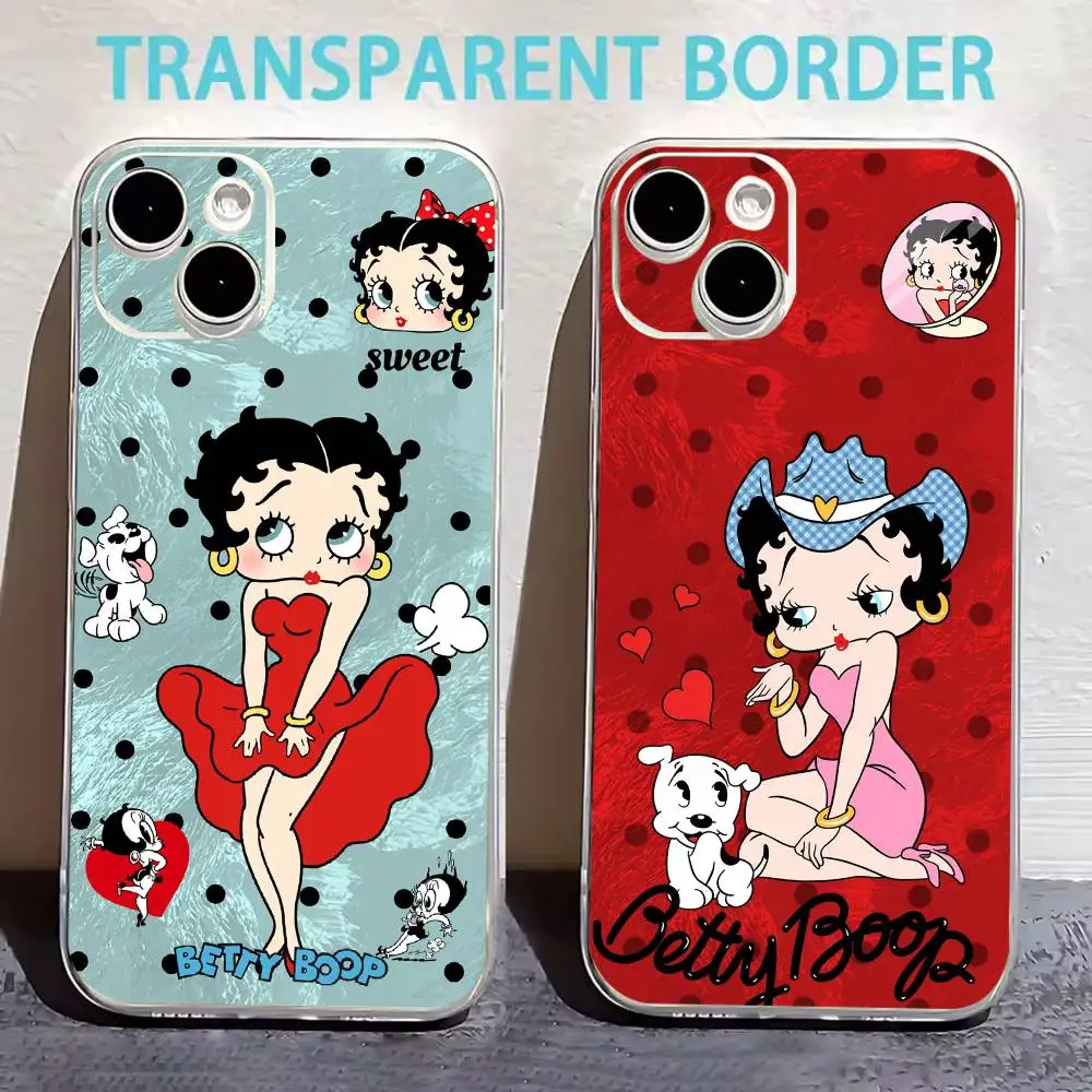 

B-Betty Cute B-Boop Phone Case For iPhone17,16,15,14,13,12,11 Plus,Pro Max Soft Transparent Cover