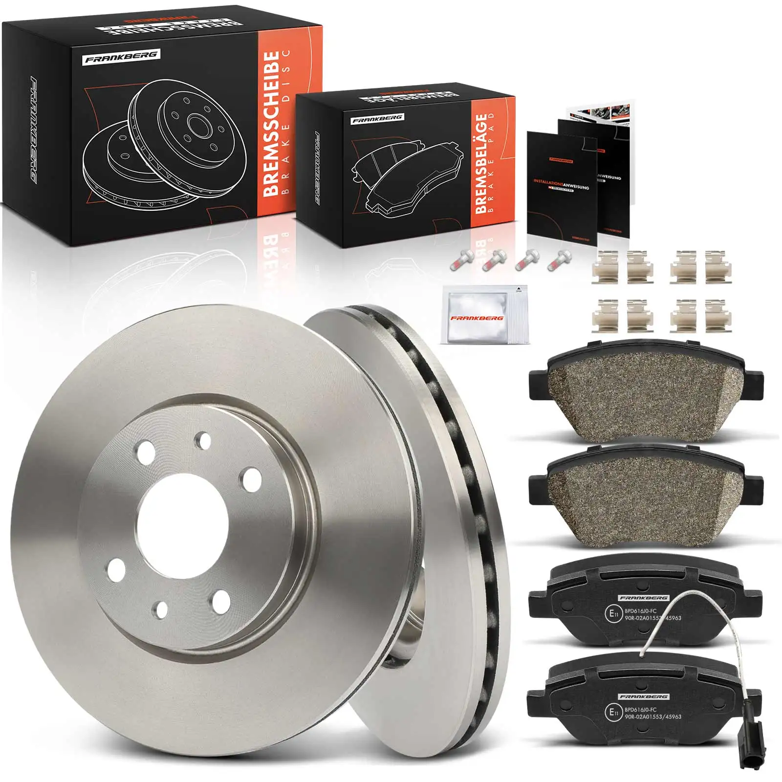 Frankberg 2x Disques de frein 4x Plaquettes de frein Essieu avant pour Alfa Romeo Mito Fiat Bravo II Fiorino MPV Idea Van Linea 46831041