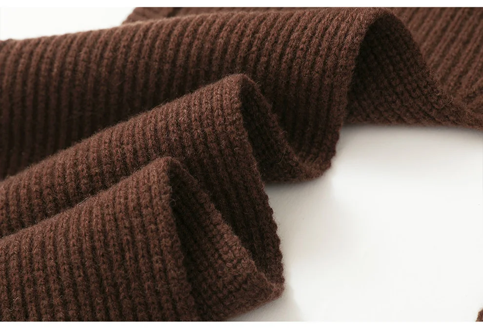 Autumn Winter Thickened One-Piece Scarf Hat 100% Merino Wool Knitted Frostproof Neck Protection Integrated Scarf Hat